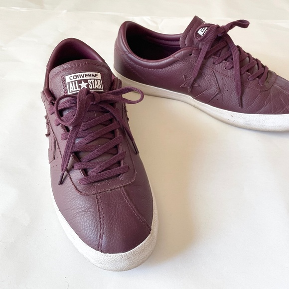 Converse All Star Burgundy Leather low top M-10.5 W-12 - Picture 1 of 8